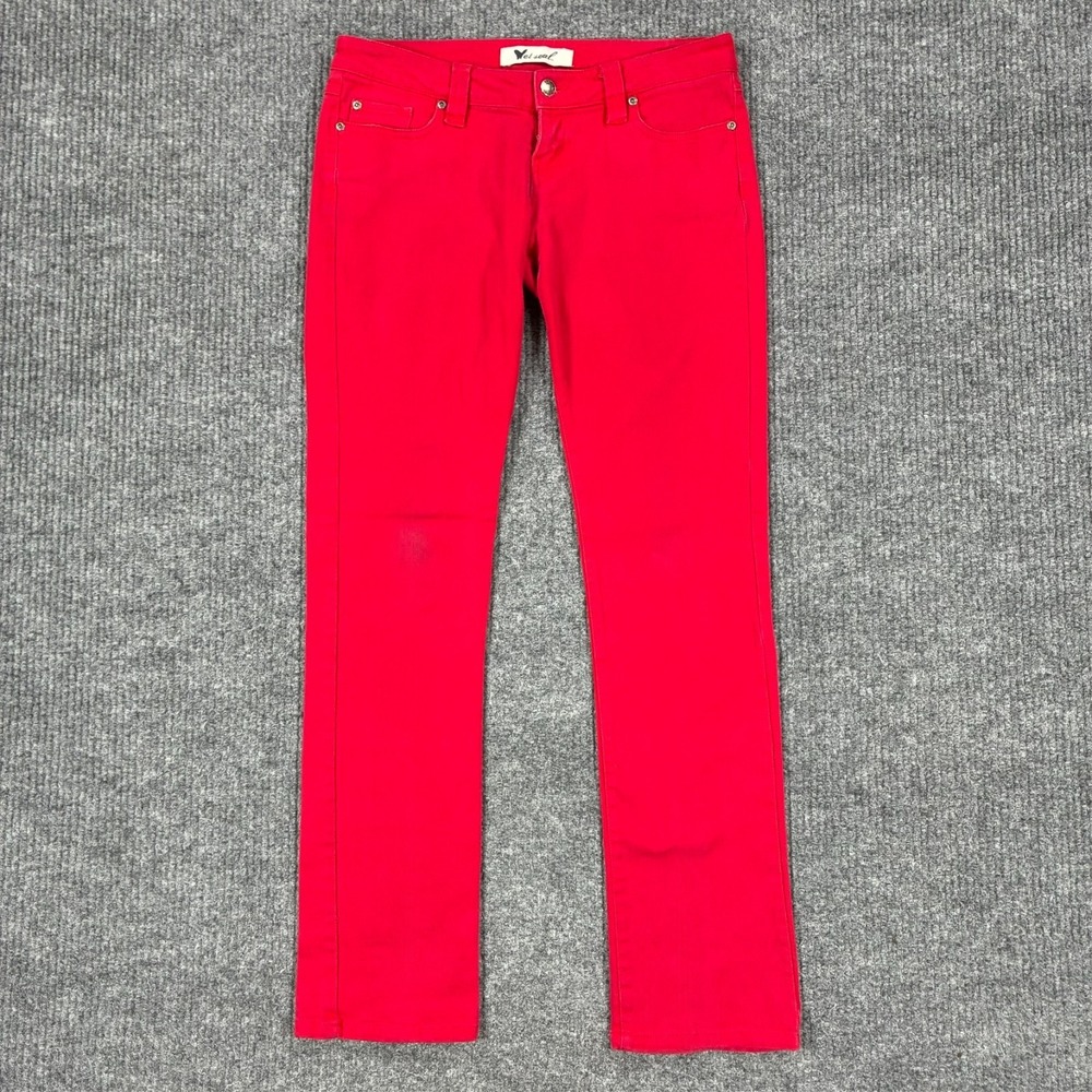 Wet Seal Womens Size 7 Red Skinny Jeans Low Rise Casual Cotton Stretch